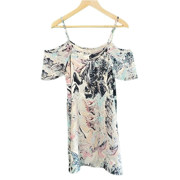 Mary & Mabel Marbled Spaghetti Strap Cold Shoulder Dress Medium - Picture 1 of 4